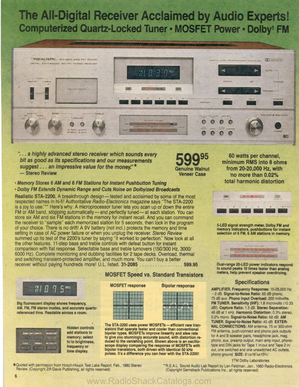 Page du catalogue Radioshack de 1981